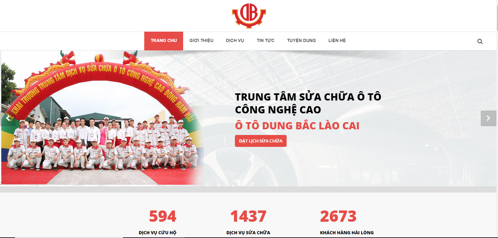 trang chủ website của ô tô Dung Bắc Lào Cai
